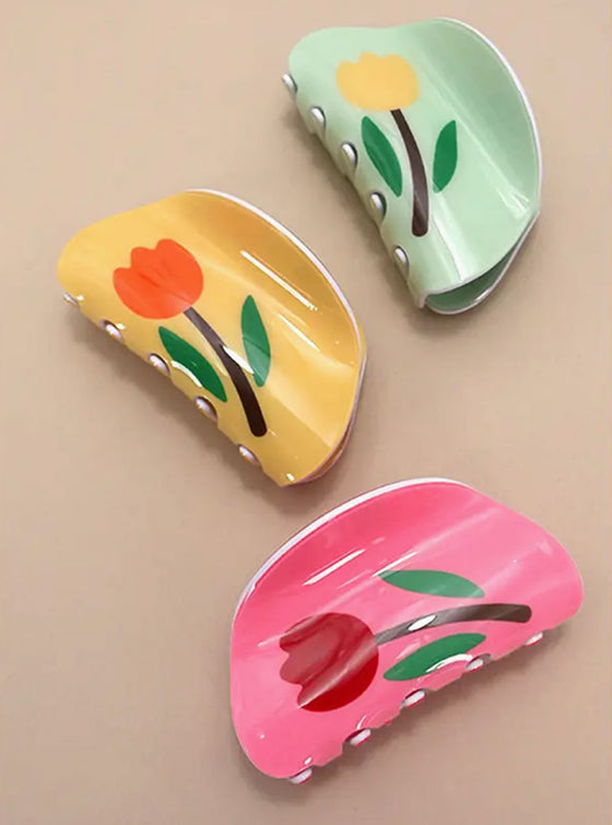 Blooming Flowers Clips In 3 Colors