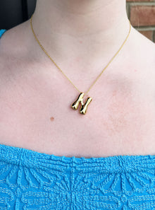  Trend Bubble Letter Necklace-Gold