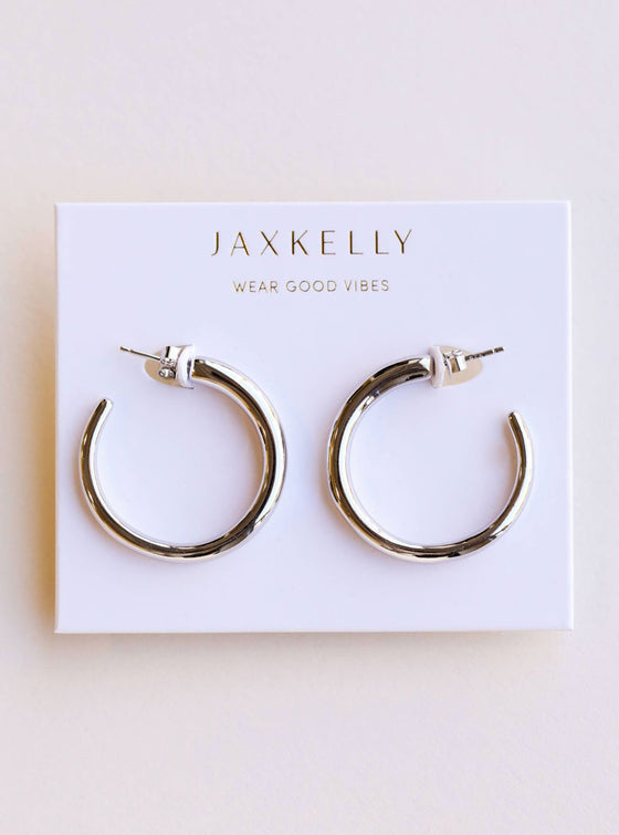 JaxKelly Everyday Silver Hoop - Stud Earring