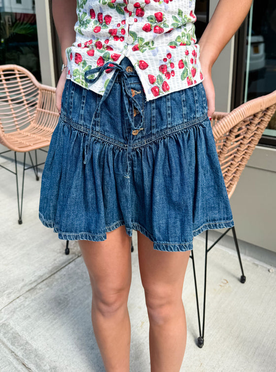 Free People Roselle Denim Mini Skirt