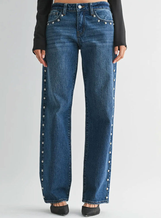 JBD Low Rise Studded Baggy Jean