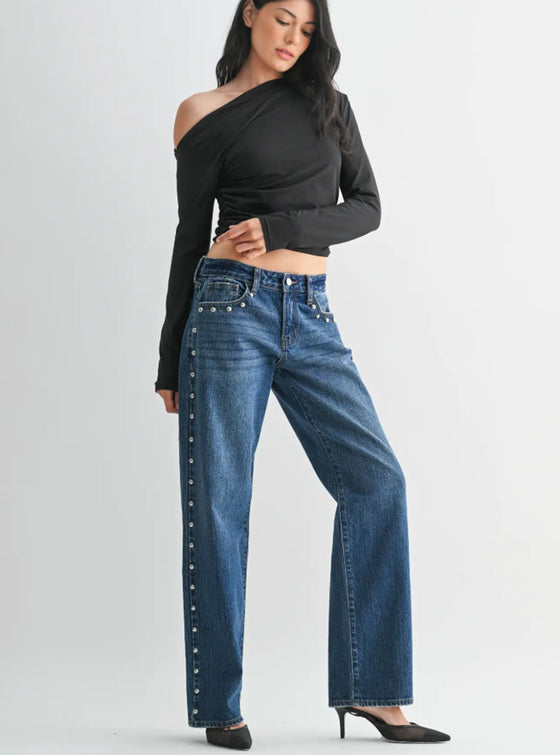 JBD Low Rise Studded Baggy Jean