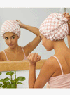Kitsch Satin Flexi Shower Cap -Terracotta Checker