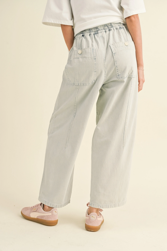 By The Campfire Stripe Barrel Pants
