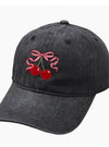 Embroidered Bow Cherry Baseball Hat In 2 Colors