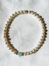 Bara Boheme Heart Charm Elastic Pearl Bracelet in 4 Colors