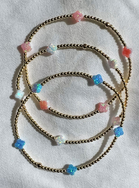 Bara Boheme Tiny Clover Opal Stretch Bracelet in 3 Colors