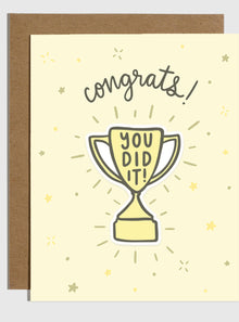  You Did It Trophy Sticker Card