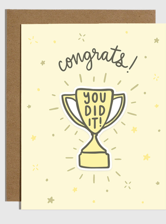 You Did It Trophy Sticker Card