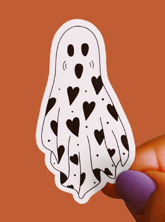 Spooky Ghost Friends Heart Sticker