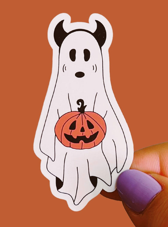 Spooky Ghost Friends Pumpkin Sticker