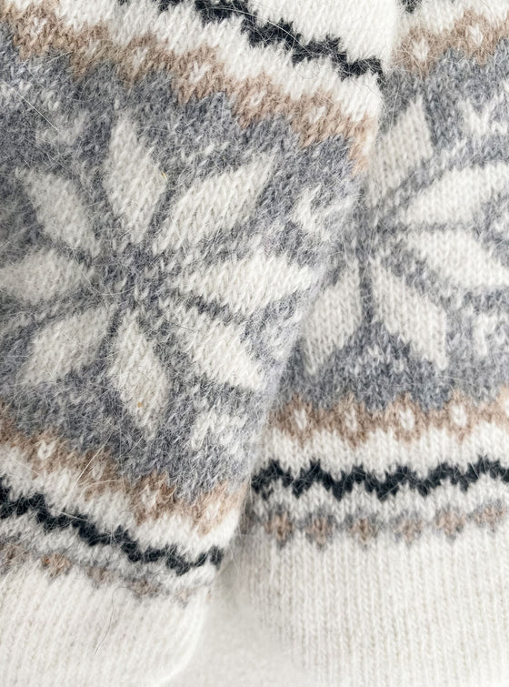 Snowflake Mittens With Sherpa Lining