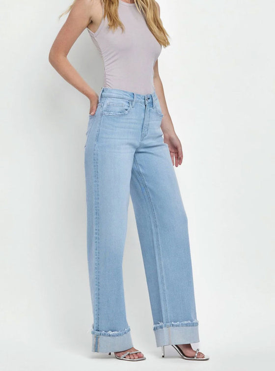 Flying Monkey Super High Rise Cuffed Wide Leg Jeans