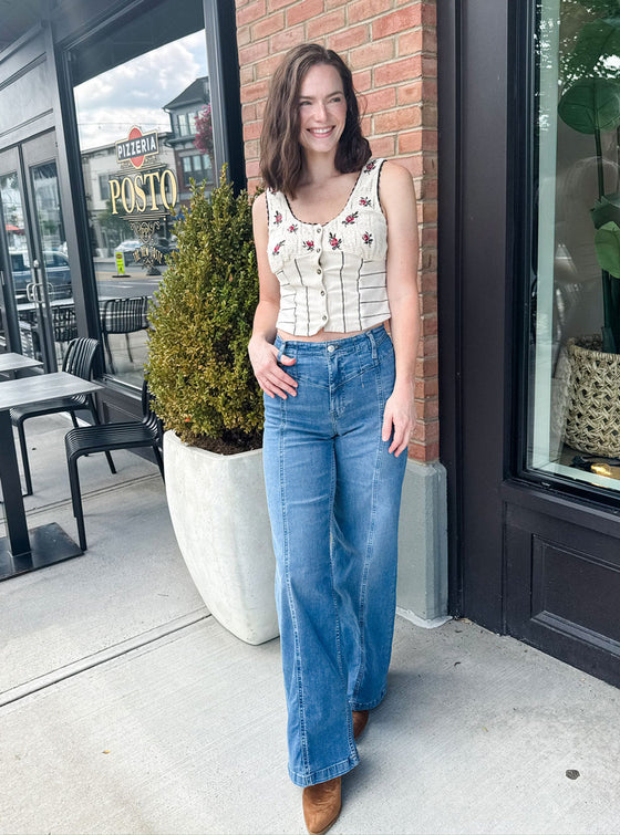 Free People Rose Bud Knit Top