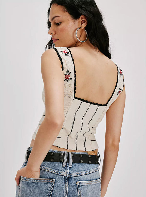 Free People Rose Bud Knit Top