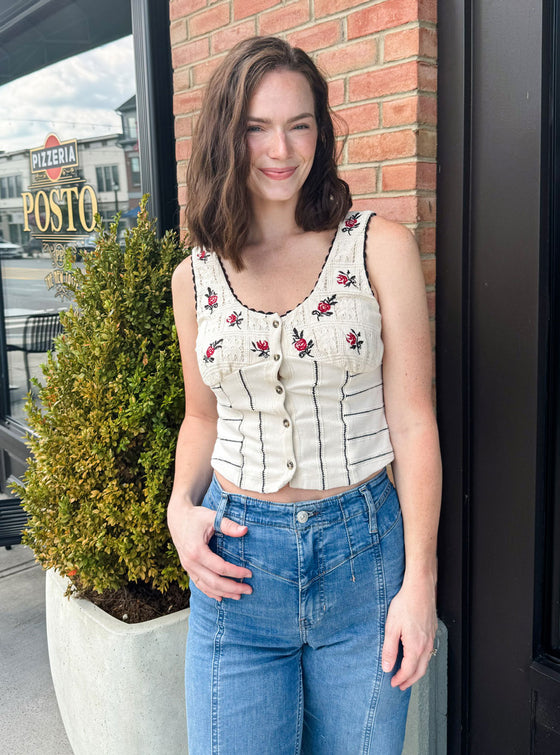 Free People Rose Bud Knit Top