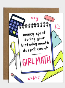  Girl Math Birthday Card