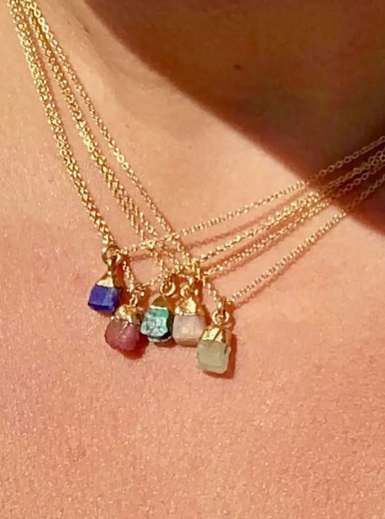 Bara Boheme Tiny Stone Chunk Necklace in 5 Colors