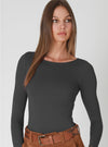 Nikibiki Clean Line Boat Neck Long Sleeve Top in 2 Colors