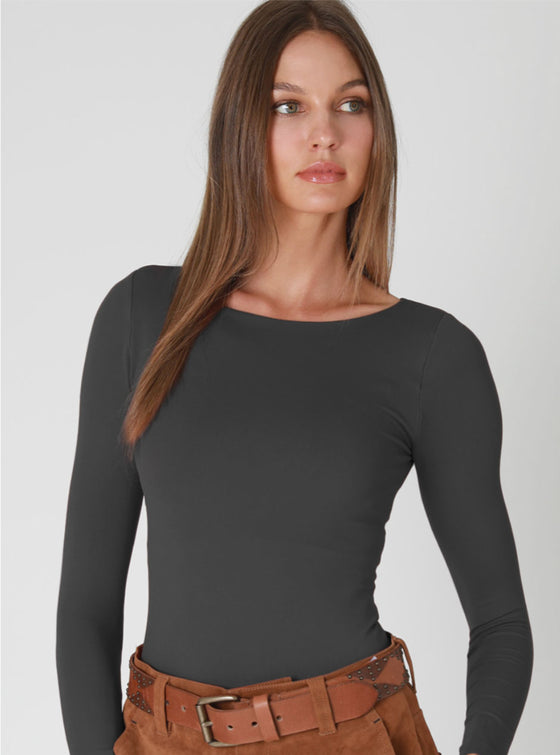 Nikibiki Clean Line Boat Neck Long Sleeve Top in 2 Colors