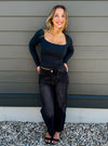 Nikibiki Ribbed Square Neck Long Sleeve Top in 2 Colors