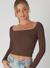 Nikibiki Ribbed Square Neck Long Sleeve Top in 2 Colors