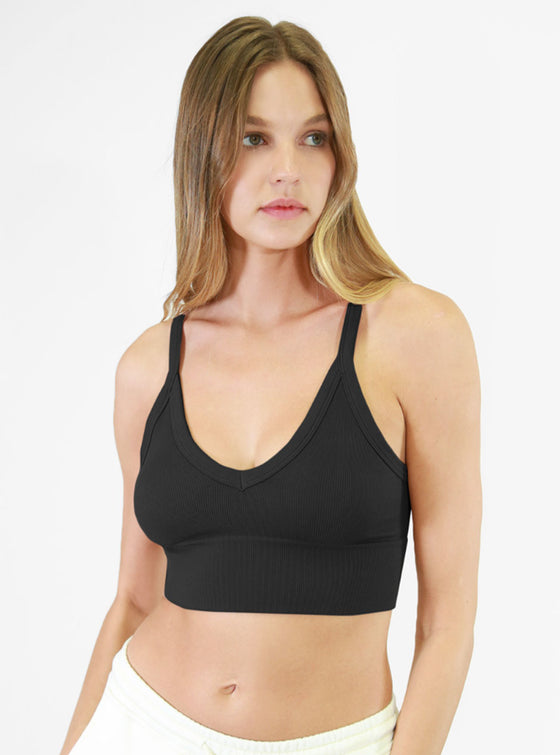 NikiBiki Ribbed V-Neck Bra Top in 3 Colors