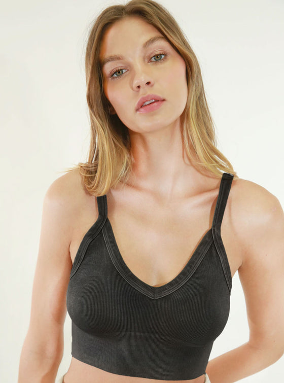 NikiBiki Vintage Ribbed V-Neck Bra Top in 3 Colors