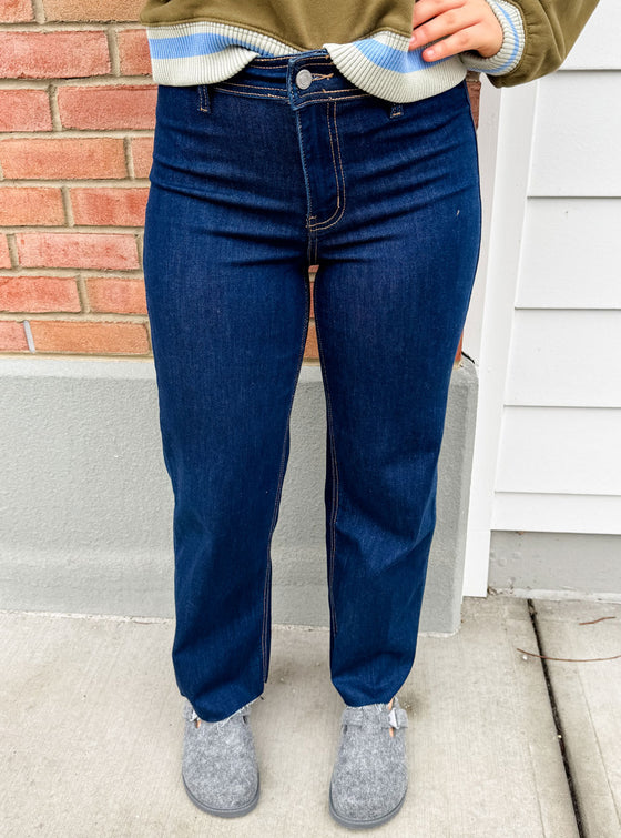 Vervet Olivia High Rise Crop Wide Jeans