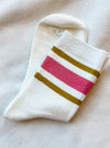 Retro Stripe Style Crew Socks: Rose Pink