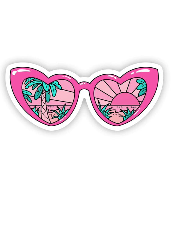 Pink Heart Sunglasses Sticker