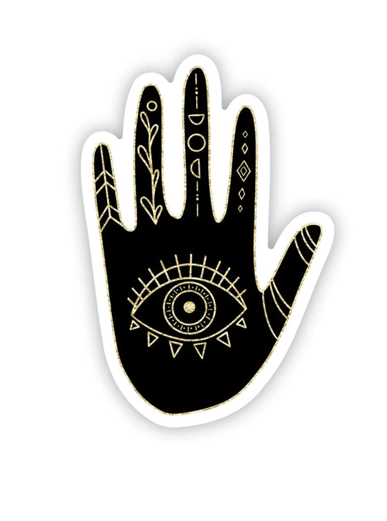 Power Black & Gold Evil Eye Hand Sticker