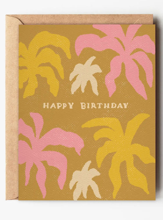 Happy Birthday Retro Palm Trees Card