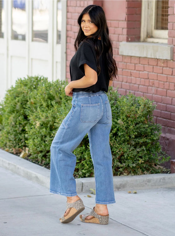 Vervet Kate High Rise Barrel Drawstring Jeans