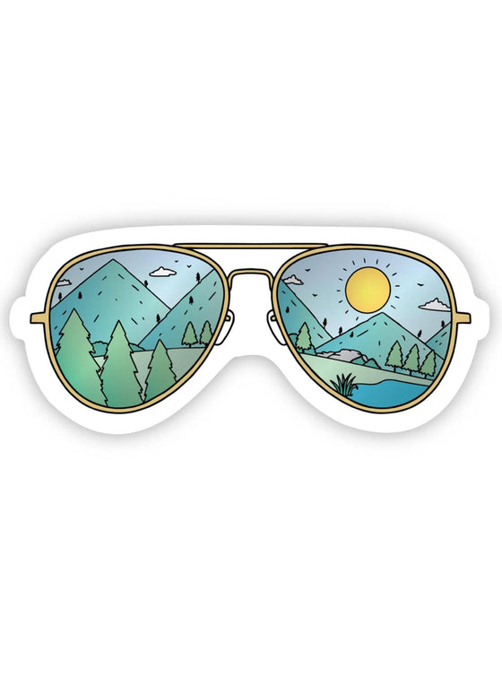 Mountains With Sunglasses Sticker